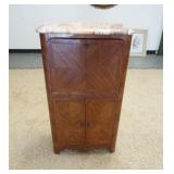 1135	MARBLE TOP DIMIUTIVE SECRETARY ABATTANT, SOME VENEER LOSS, 22 IN X 12 IN