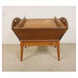 1145	ANTIQUE DOVETAILED DOUGH BOX ON SPLAY TURNED LEGS, 30 IN X 16 IN X 29 IN HIGH