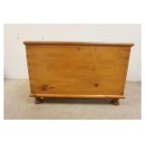1146	ANTIQUE PINE DOVETAILED BLANKET CHEST ON TURNED FEET W/GLOVE BOX, 38 IN X 20 IN X 26 IN HIGH