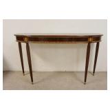 1149	THEODORE ALEXANDER BANDED DEMILUNE HALL TABLE W/REEDED LEGS, 5 FT X 15 IN X 34 IN HIGH