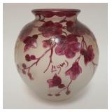 1180	LEGRAS BULBOUS CAMEO GLASS VASE WITH POLISHED PONTIL AND BASE RIM, 8 IN HIGH