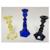 1183	GROUP OF 3 BELLTONE FLINT CANDLESTICKS