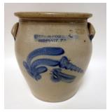 1190	3 GALLON BLUE DECORATED CROCK, SIPE & SONS, WMSPORT, PA., 1 3/4 IN HIGH