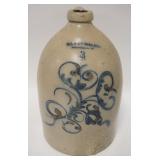 1192	BALLARD BLUE DECORATED STONEWARE JUG, 3 GALLO, BURLINGTON VT. 14 3/4 IN HIGH. HAS SOME ROT BUBB