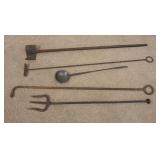 1198	5 ANTIQUE IRON TOOLS, LONGEST IS 43 1/2 IN