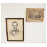1209	2 19TH CENTURY PRINTS, ABRAHAM LINCOLN. CURRIER & IVES ABRAHAM LINCOLN, OUR NATIONS MARTYR, 16 