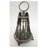 1220	SET OF 12 FRUIT KNIVES IN A SILVER PLATED HOLDER, 9 IN HIGH