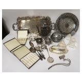 1226	SILVER PLATE LOT, ETC, INCLUDES TEA SET, TRAYS, FLATWARE, BUTTER DISHES, ETC