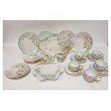1231	23 PIECE HAND PAINTED CHINA SET, BLANKS BY VARIOUS MAKERS, PLATTER IS 13 1/4 IN ACROSS THE HAND
