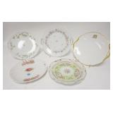 1232	LOT OF 5 DECORATED CAKE PLATES, INCLUDES LIMOGES, CT GERMANY, ETC