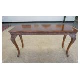 1235	CARVED & INLAID SOFA TABLE, HAS SOME MINOR BUMPS, 54 IN X 19 IN X 30 IN HIGH