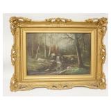 1255	CT MICHELL OIL ON CANVAS, LANDSCAPE W/WATERFALL, CANVAS IS 24 IN X 16 IN