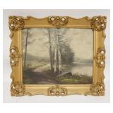 1256	CT MICHELL OIL ON CANVAS, LANDSCAPE, HAS A TEAR IN THE UPPER RIGHT CORNER, CANVAS IS 20 IN X 16