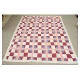 1259	GEOMETRIC PATTERN QUILT, PINK PURPLE & BLUE, 72 IN X 84 IN 