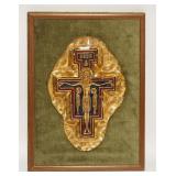 1262	VENETIAN GLASS ICON MOUNTED IN A FRAME. 10 1/4 IN X 14 IN INCLUDING FRAME