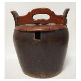 1265	ANTIQUE ASIAN WOODEN BUCKET W/ COVER 13 1/2 IN H