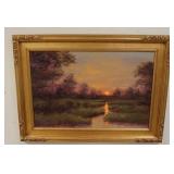 1275	OIL ON BOARD SUNSET LANDSCAPE *QUIETUDE* BY LUCERO. 44 1/2 IN X 32 1/2 IN 