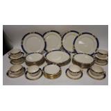 1289	42 PIECE GREEN MARK LENOX DINNERWARE SET, COMPLETE SERVICE FOR 12, PATTERN M3, SOME KNIFE MARKS