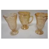 1296	3 PIECE MARIGOLD IRIS & HERRINGBONE, VASES ARE 9 IN