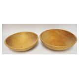 1299	2 ONE PIECE WOODEN BOWLS. LARGEST IS 14 3/4 IN