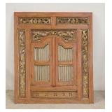 1324	MIRROR W/SPINDLE DOORS & OPEN CARVED FRAME, 30 3/4 INX 36 1/4 IN