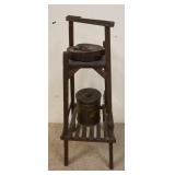 1333	RUSTIC TOBACCO STAND W/HUMIDOR, CARVED WOOD, 29 1/4 IN HIGH