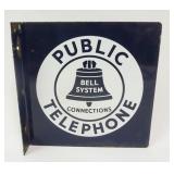 1001	ANTIQUE BELL TELEPHONE SIGN, ORIGINAL PORCELAIN DOUBLE SIDED