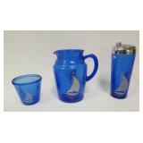 1005	GROUP OF 3 PIECES OF DEPRESSION GLASS, SAILBOAT