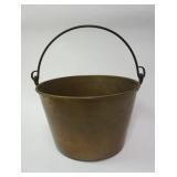 1012	ANTIQUE BRASS JELLY BUCKET DATED 1858, 12 1/2 IN X 9 IN