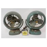 1061	LOT OF 2 MINIATURE VINTAGE *TORNADO* FANS, 12 1/2 IN HIGH
