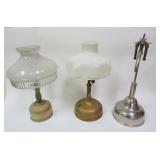 1105	LOT OF 3 ANTIQUE GAS LAMPS, ONE MARKED NATIONAL STAMPING & ELECTRIC WORKS CHICAGO, TALLEST IS 2