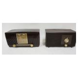 1112	LOT OF 2 TABLE TOP RADIOS, GENERAL ELECTRIC CLOCK RADIO & PHILCO TRANSITON, LARGEST IS 12 1/4 I