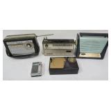 1121	LOT OF 5 TRANSISTOR RADIOS; COLUMBIA TRIUMPH III, SONY, HEATH KIT, CHANNEL MASTER. CASE WEAR & 