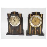 1199	2 TELECHRON ART DECO ALARM CLOCKS, 6 IN WIDE X 7 3/4 IN HIGH