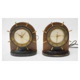 1201	2 TELECHRON SHIPS WHEEL CLOCKS, 6 1/2 IN WIDE X 7 3/4 IN HIGH