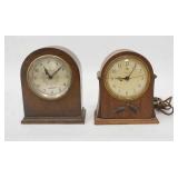 1202	2 WOOD CASE CLOCKS, HAMILTON SANGANS & TELECHRON, 5 3/4 IN WIDE X 6 3/4 & 7 IN HIGH