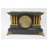1212	SETH THOMAS VICTORIAN CLOCK, FAUX MARBLE IS WORN ON THE TOP FRONT EDGE, 18 1/4 IN WIDE
