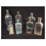 1274	7 ANTIQUE MEDICINE BOTTLES, 2 ARE *PORTERS PAIN KING*