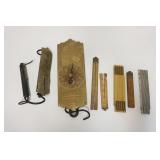 1289	LOT OF 3 BRASS SCALES & 5 FOLDING RULERS