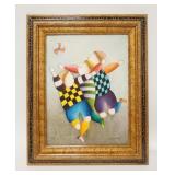 1308	JOYCE J ROYBAL PAINTING ON CANVAS, KIDS PLAYING, 17 1/2 IN X 21 1/2 IN INCLUDING FRAME