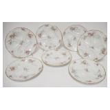 1006	7 GDA LIMOGES OYSTER PLATES, ROSE DECORATION W/GOLD BORDERS, 8 3/4 IN