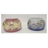 1007	2 HAND PAINTED SHADES W/GEESE & TREE BRANCHES W/FLOWERS, 1 SIGNED BACCARAT, 1 W/SMALL CHIP ON F