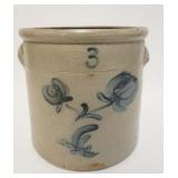 1008	3 GAL BLUE DECORATED CROCK, 10 IN HIGH