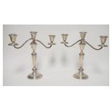 1013	PAIR OF GORHAM STERLING SILVER CANDELABRA, WEIGHTED, 11 1/2 IN HIGH X 11 1/2 IN WIDE