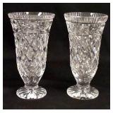 1018	PAIR OF WATERFORD CUT CRYSTAL VASES, 7 IN HIGH