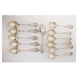 1032	SET OF 12 STERLING SILVER DEMITASSE SPOONS, MONOGRAMMED, 4.515 TOZ