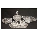 1034	6 PIECE NACHTMANN CRYSTAL, OVAL BOWL IS 10 1/2 IN