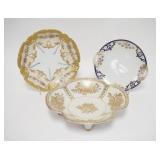 1042	3 PIECE HAND PAINTED PORCELAIN, LS & S LIMOGES PLATE, NORITAKE PLATE & FOOTED BOWL, LARGEST IS 