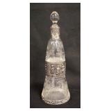 1055	FINELY CUT GORHAM COLOGNE W/SILVER MOUNTS, HALLMARKED, HAS A BAND OF TAVERN SCENES AROUND THE C