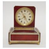 1058	ANGELUS ENAMELED CLOCK W/MUSIC BOX, MUSIC BOX NOT WORKING, 3 3/8 IN WIDE X 4 IN HIGH